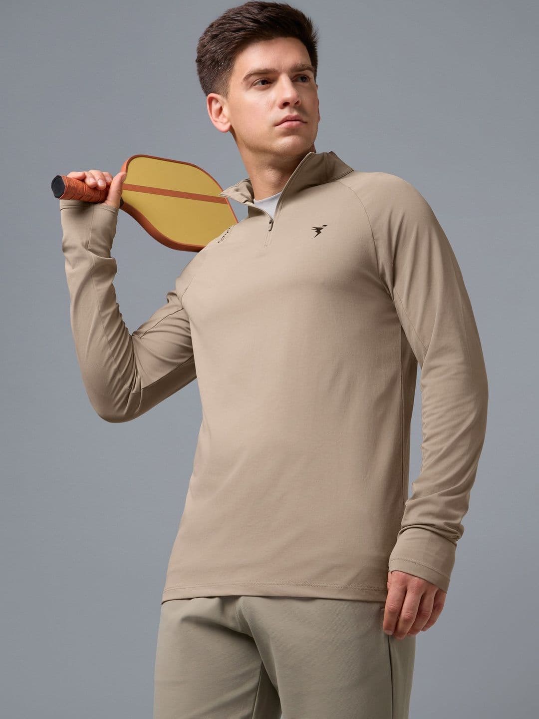 Technosport Brand Logo Solid High Neck Long Sleeves Slim Fit Polyester T-shirt - view 1