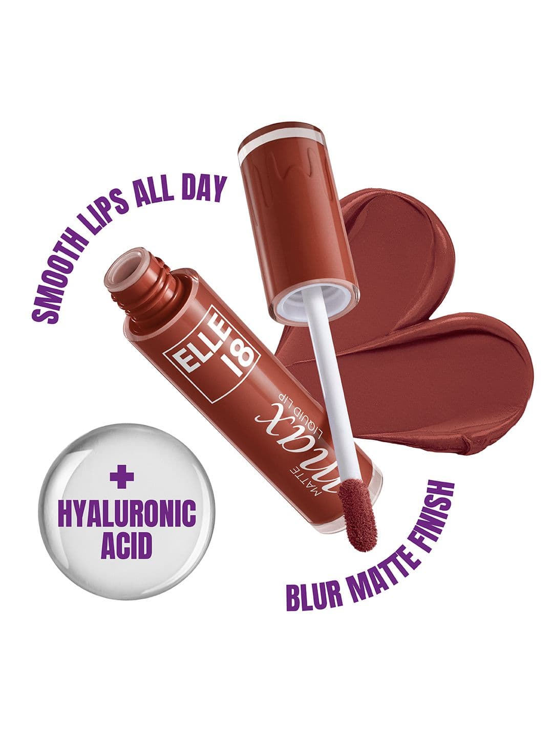 Elle 18 Matte Max Long Lasting Liquid Lipstick With Hyaluronic Acid 6ml - Cocoa Sprinkle - view 1