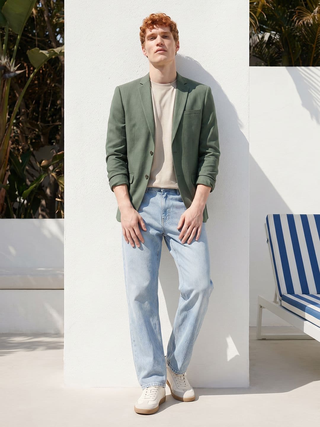 Mast & Harbour Self Design Notched Lapel Collar Single-Breasted Casual Blazer - view 1