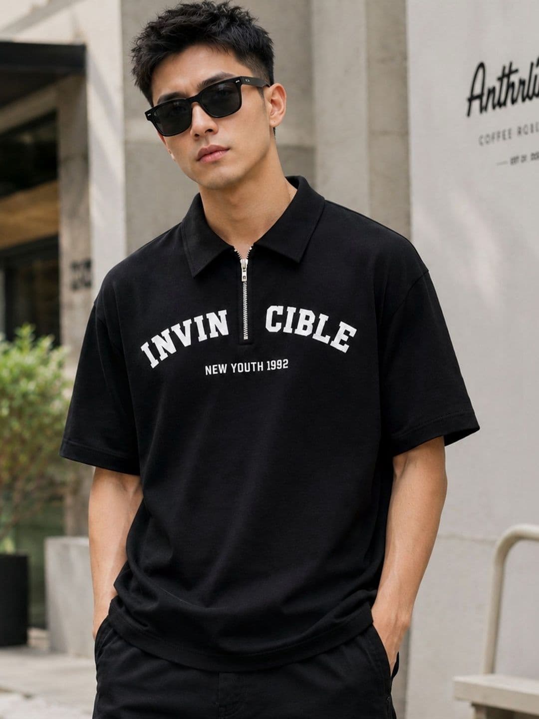 JUMPCUTS Men Typography Printed Polo Collar T-shirt - view 1
