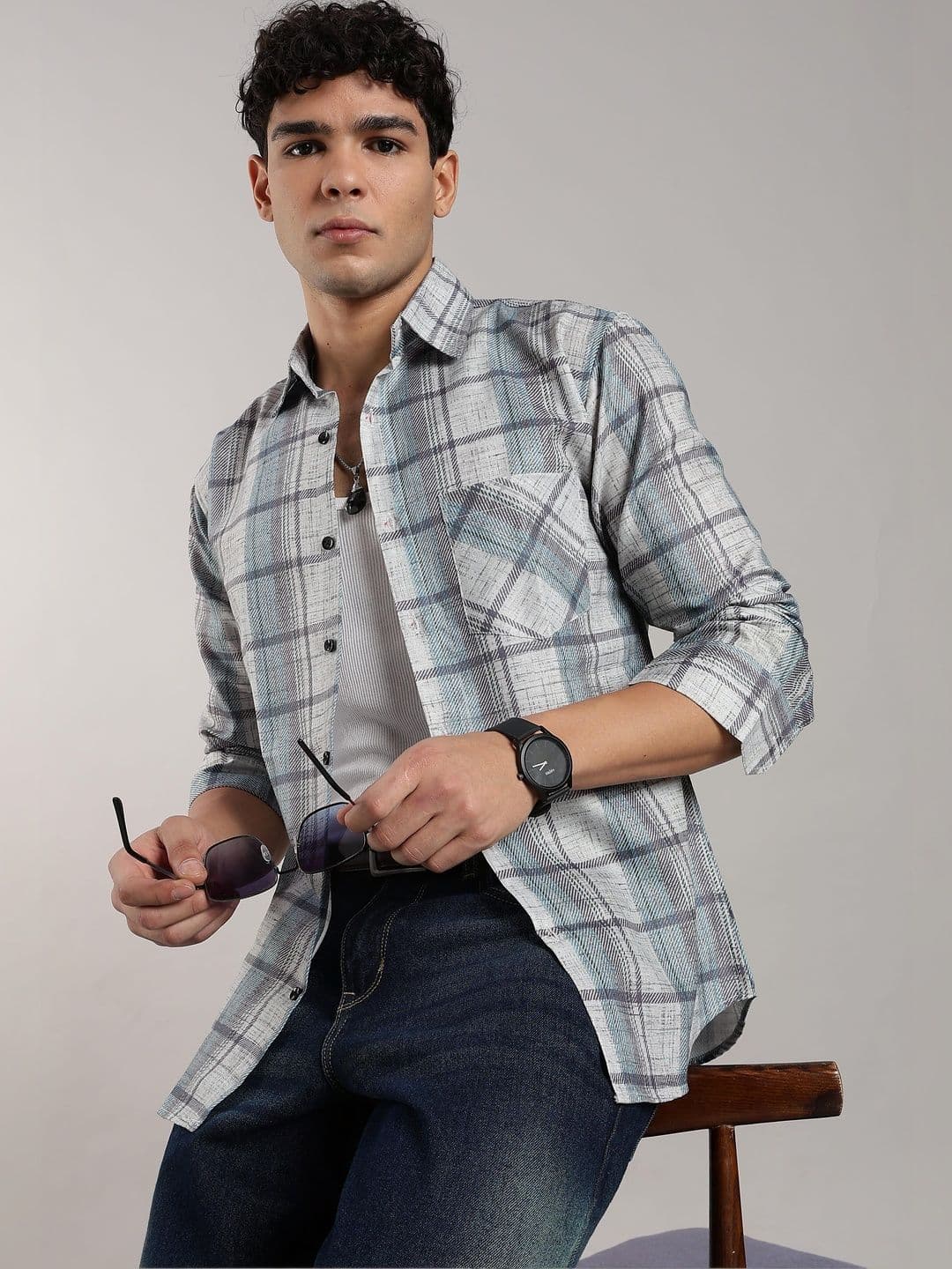 ROOPKAR Men Comfort Checked Casual Shirt - view 1