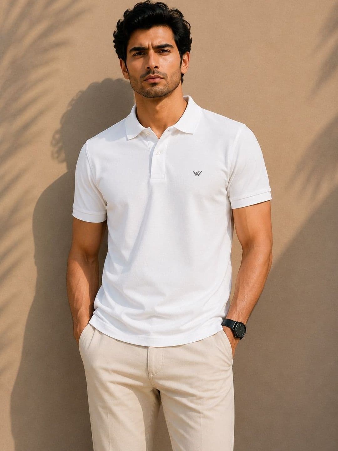 WILD COPS Men Brand Logo Polo Collar Boxy T-shirt - view 1