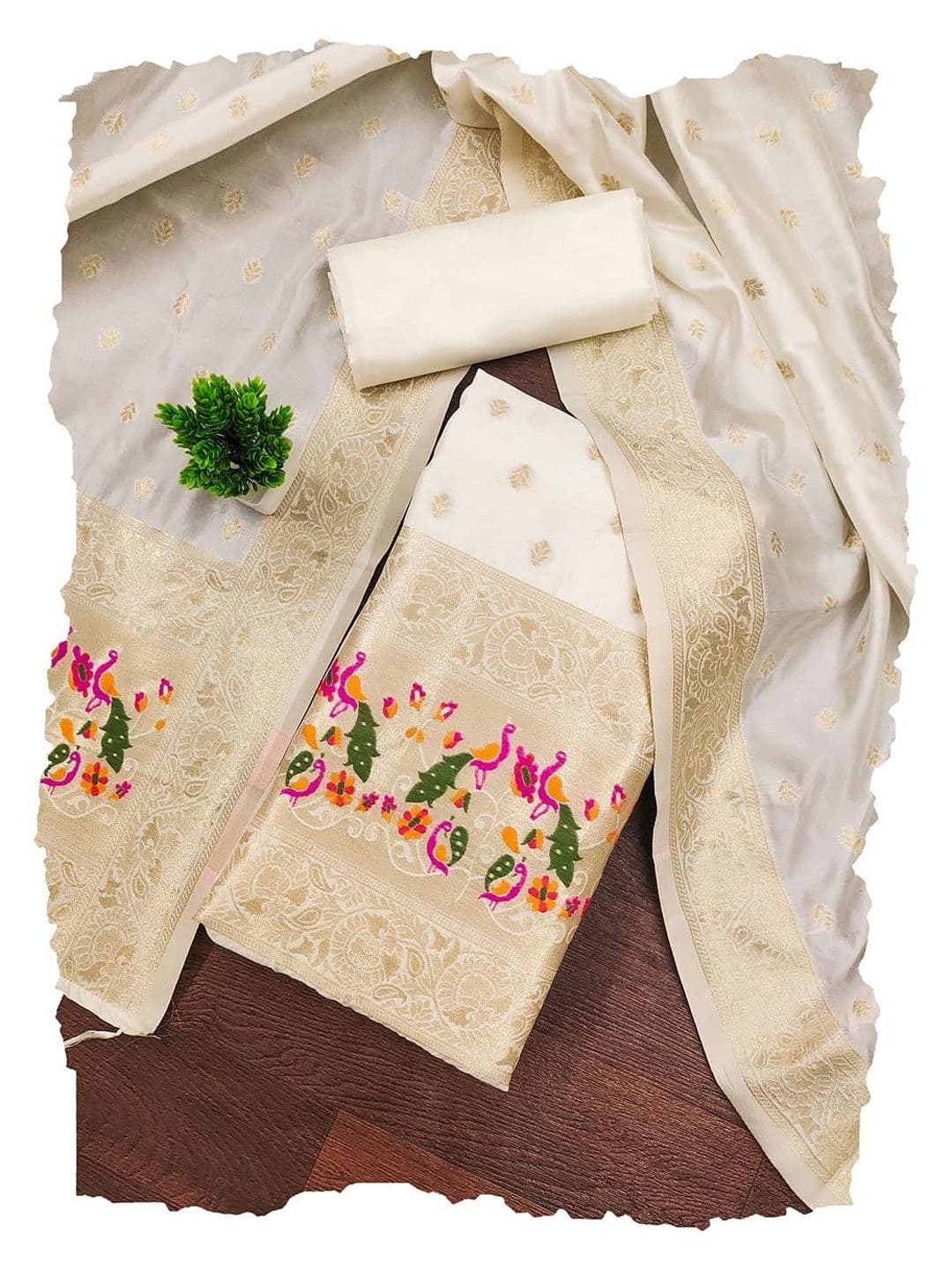 DEVANGI Pure Silk Unstitched Dress Material - view 1