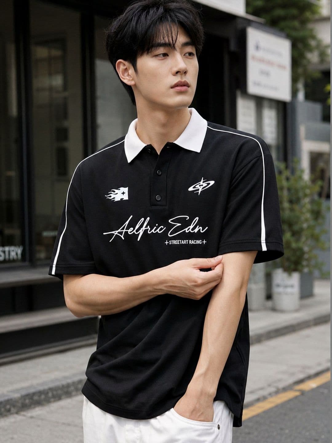 JUMPCUTS Men Typography Printed Polo Collar T-shirt - view 1