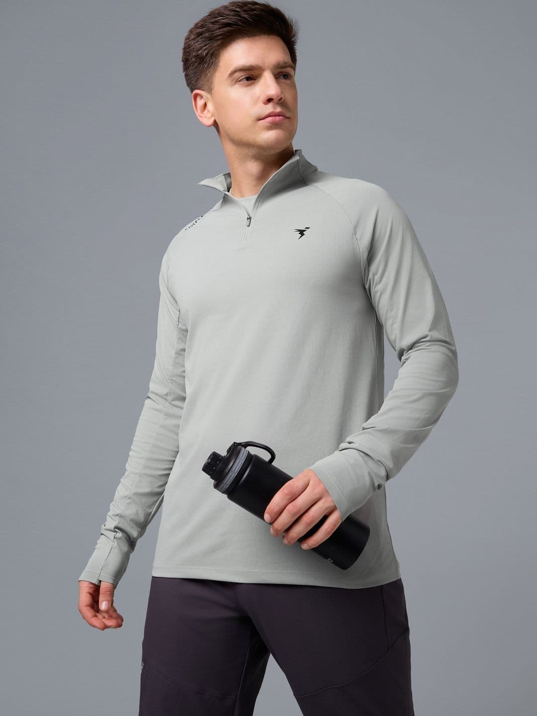 Technosport Brand Logo Solid High Neck Long Sleeves Slim Fit Polyester T-shirt - view 1