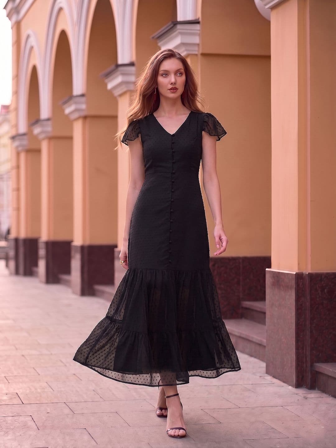 aayu Women Georgette Drop Waist Maxi Tiered Dress - view 1