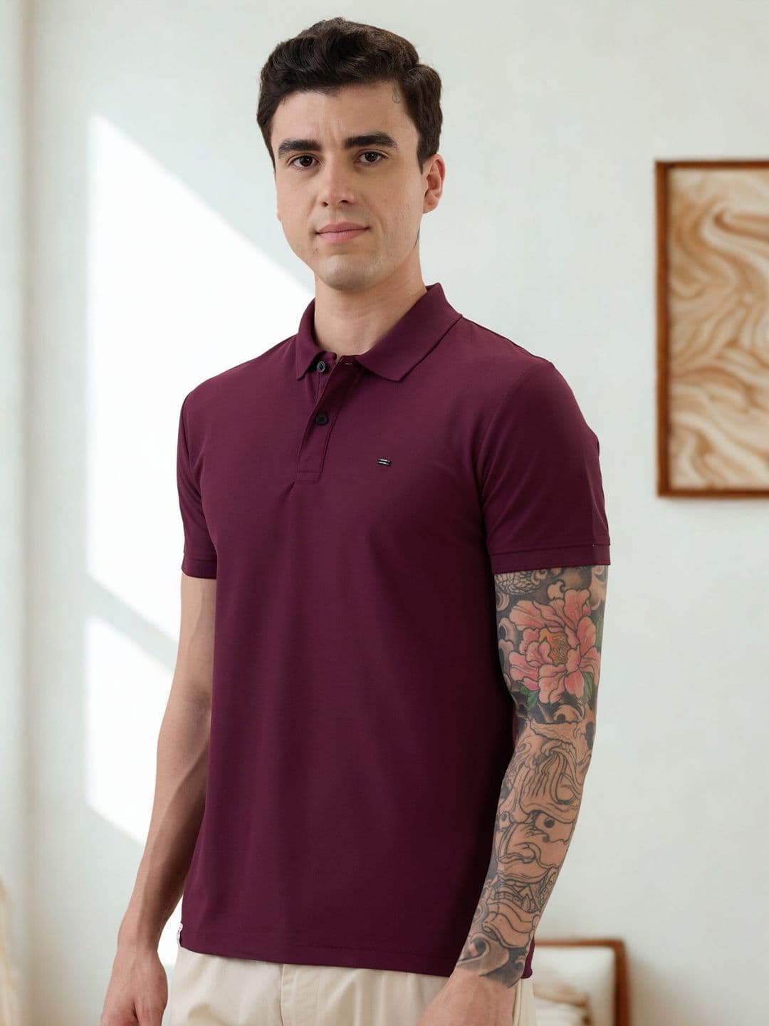 nostrum Men Solid Polo Collar Slim Fit T-shirt - view 1