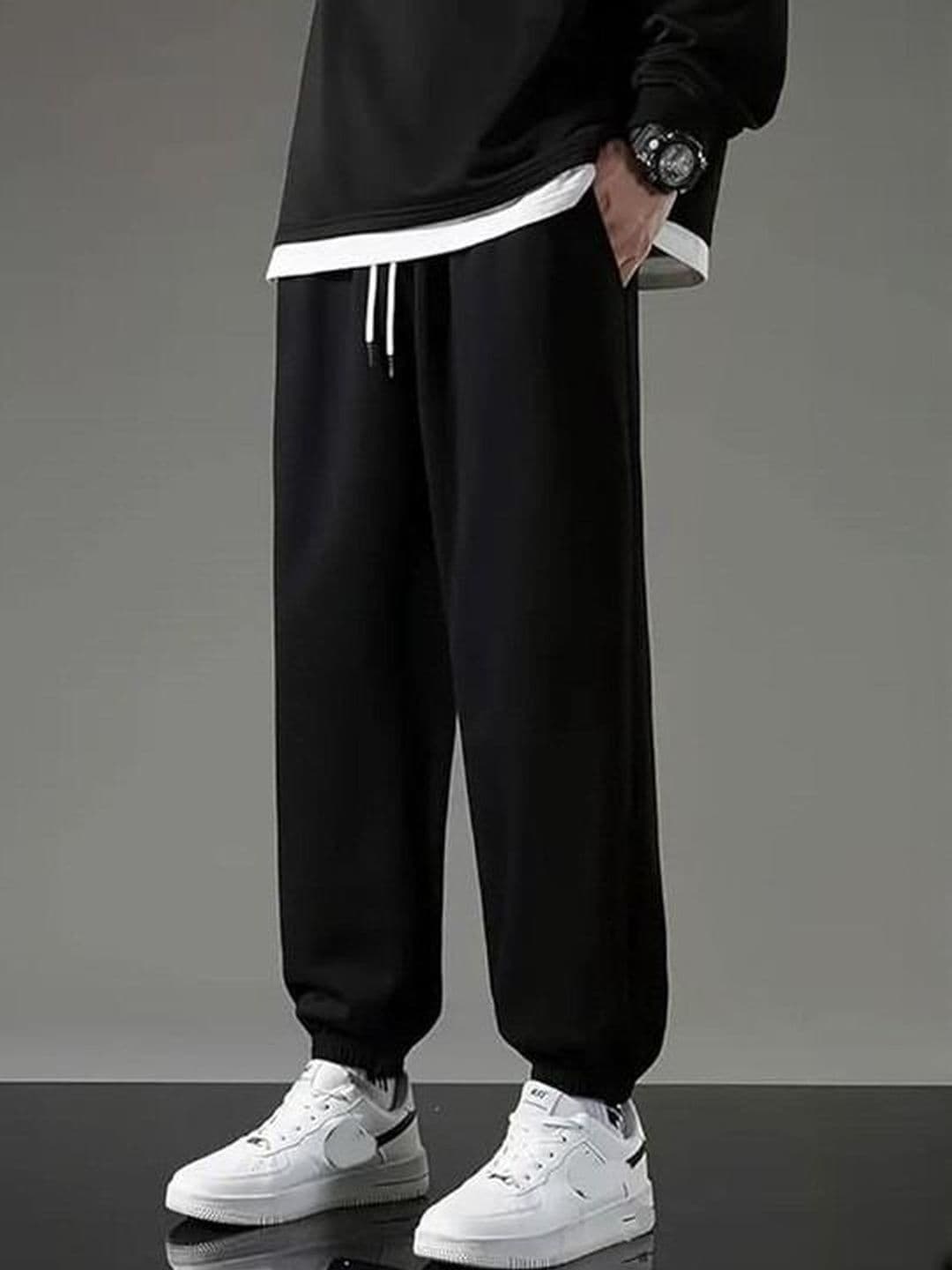 POSU TRENDZ Men Relaxed Loose Fit High-Rise Trousers - view 1