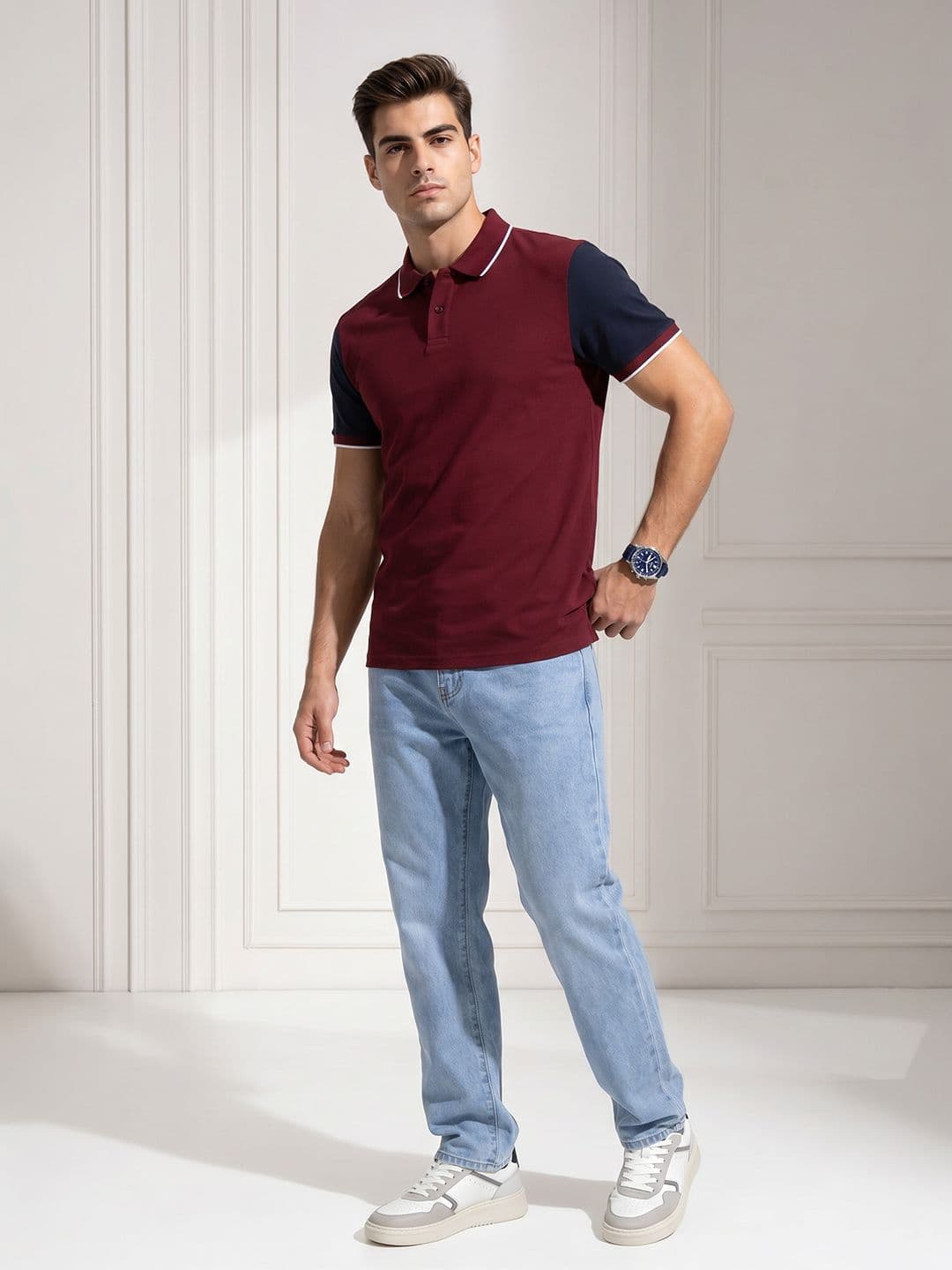 encore by INVICTUS Colourblocked Polo Collar T-shirt - view 1