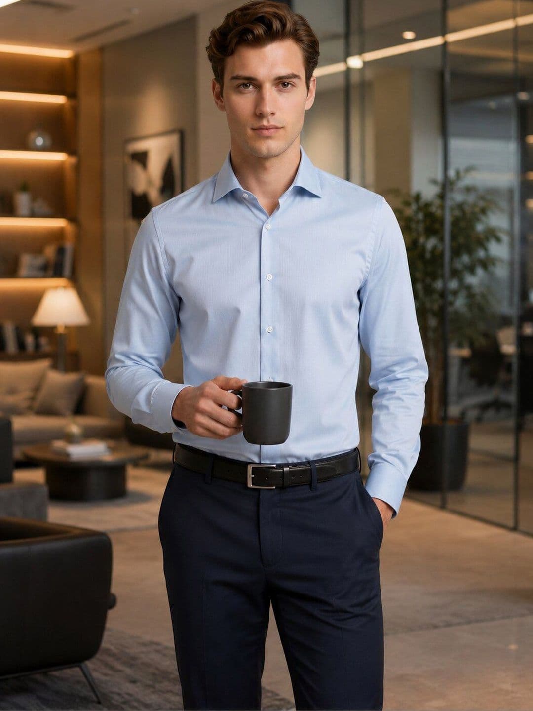 Turtle Standard Slim Fit Textured Opaque Self Design Cotton Formal Shirt - view 1