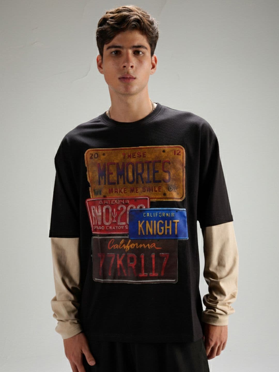 IZF Men Typography Printed Round Neck Cotton Relaxed Fit Tshirts - view 1