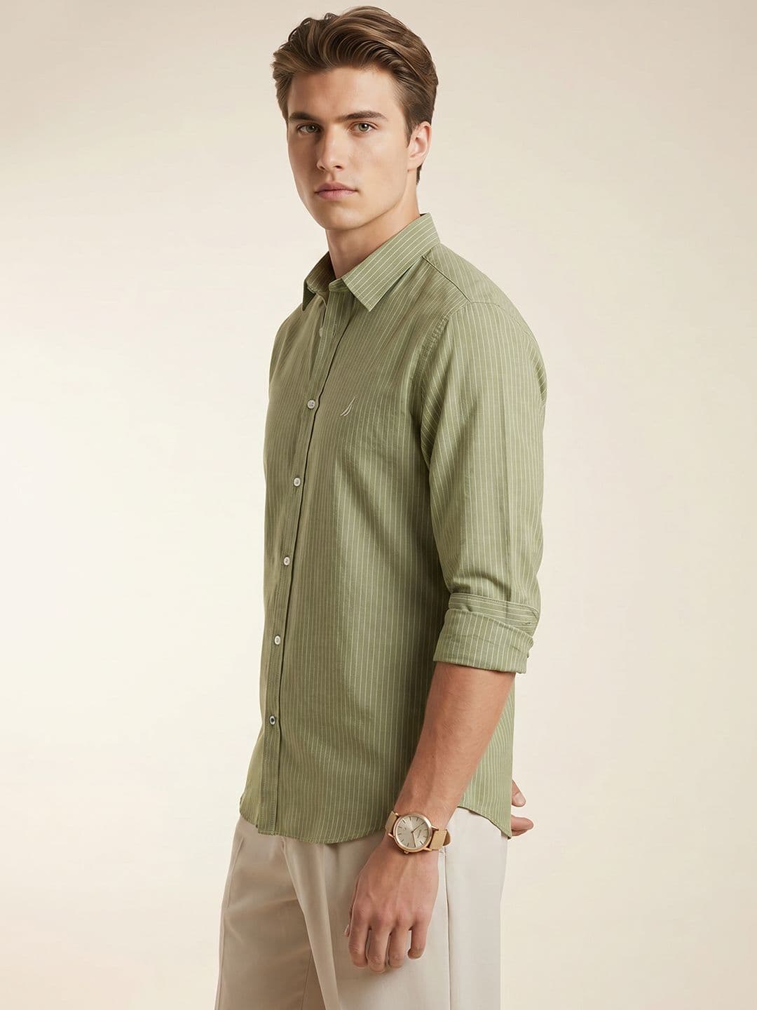 Nautica Slim Fit Striped Linen Casual Shirt - view 1