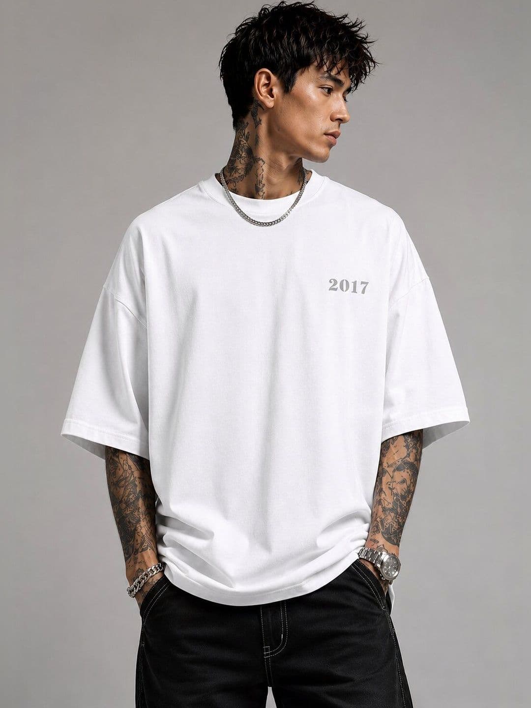 HERE&NOW Men Printed Drop-Shoulder Sleeves T-shirt - view 1