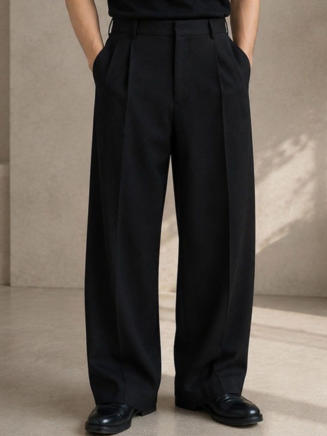 SENDIPO Men High-Rise Easy Wash Pleated Trousers - view 1