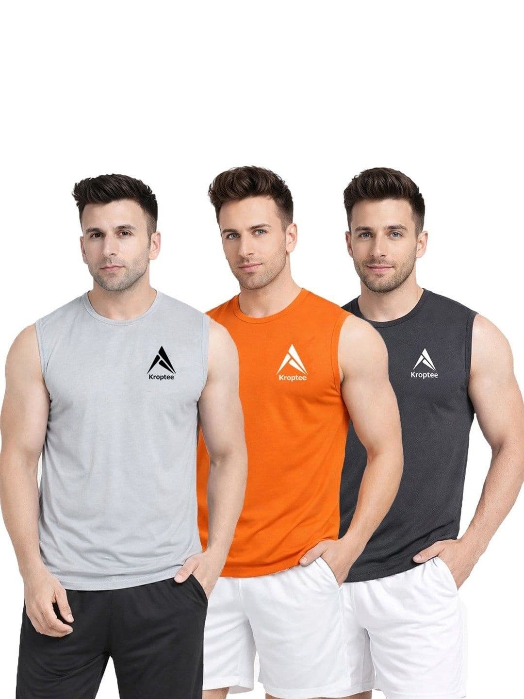 Kroptee Pack of 3 Cotton Blend Gym Vest - view 1