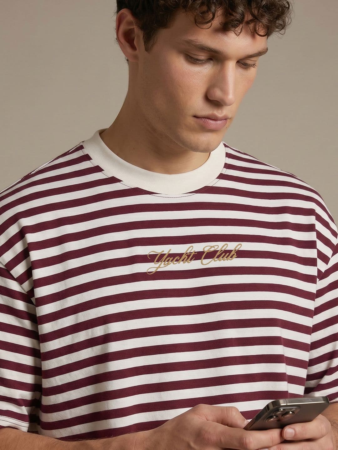 glitchez Striped Drop-Shoulder Oversized T-shirt - view 1