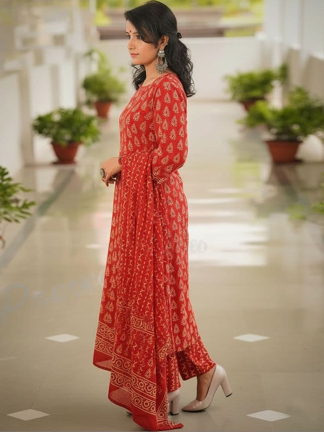 JK Design Studio Women Ethnic Motifs Printed Regular Kurta with Trousers & With Dupatta - view 1