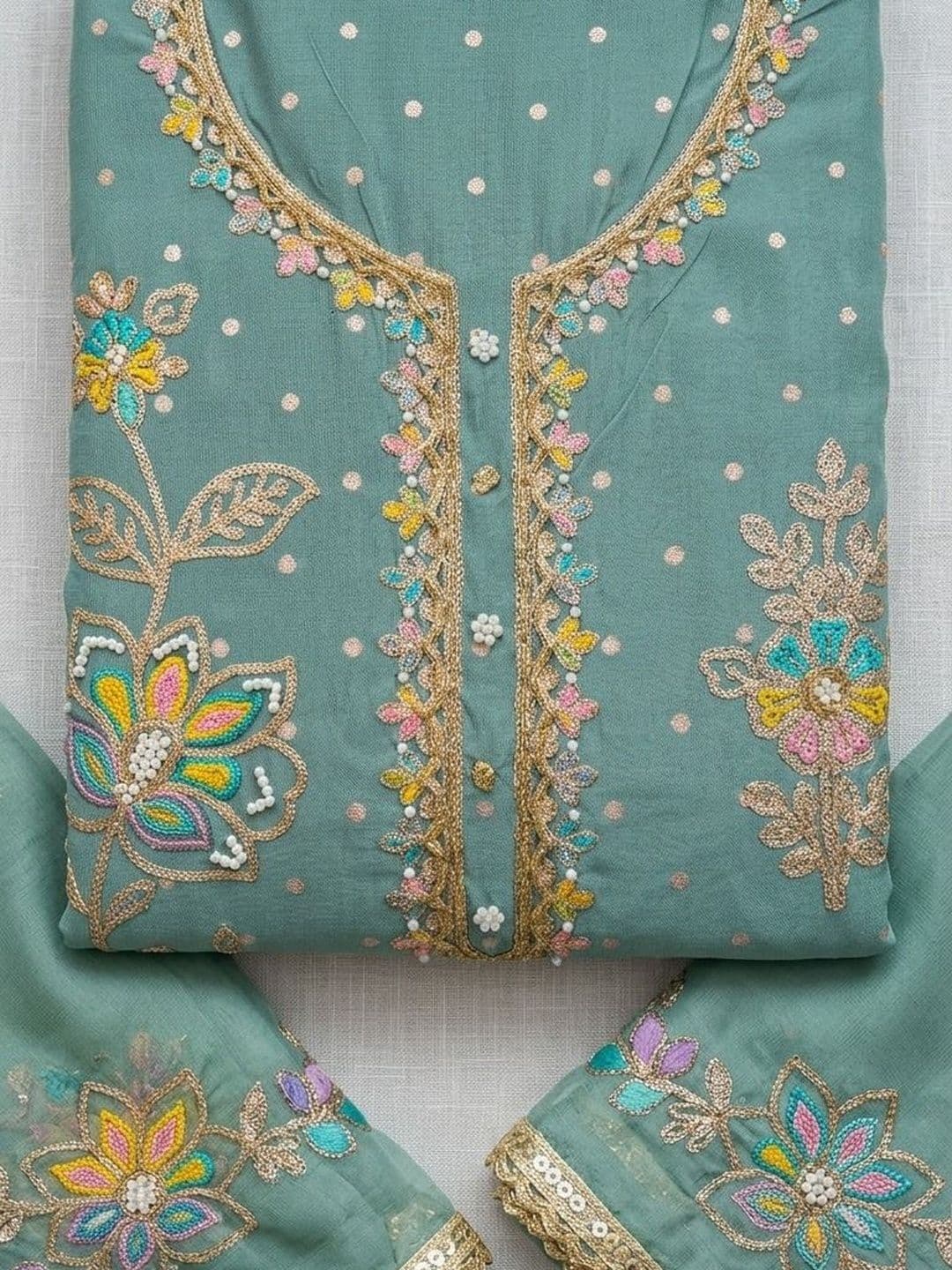 WaCraz Embroidered Semi-Stitched Dress Material - view 1