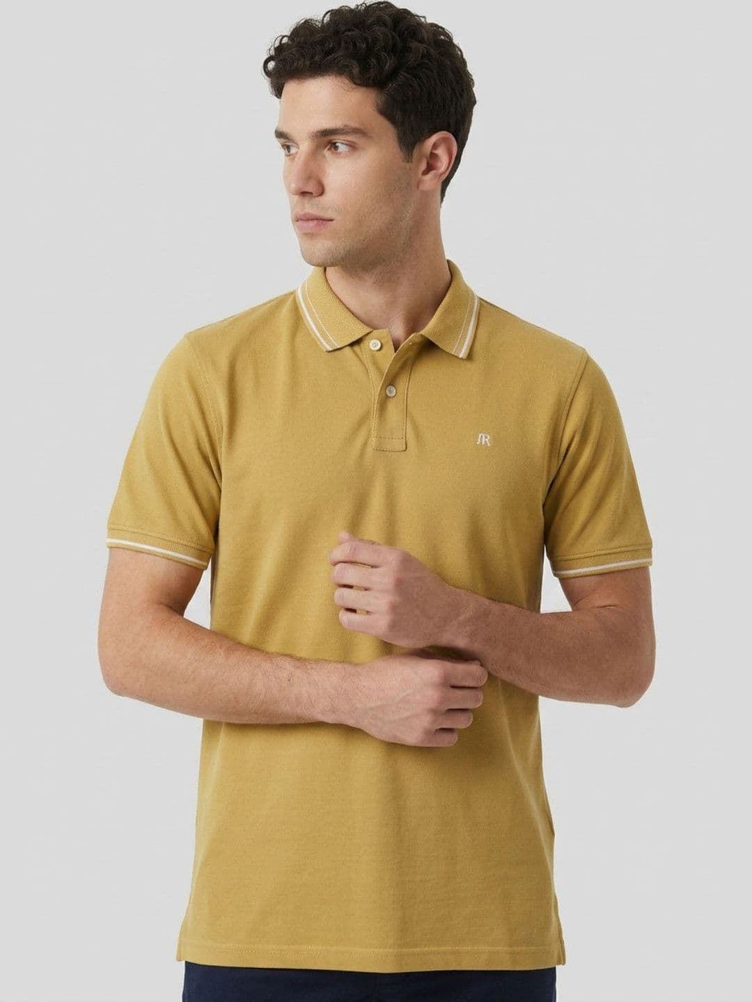 Raymond Men Brand Logo Polo Collar Pure Cotton Slim Fit T-shirt - view 1