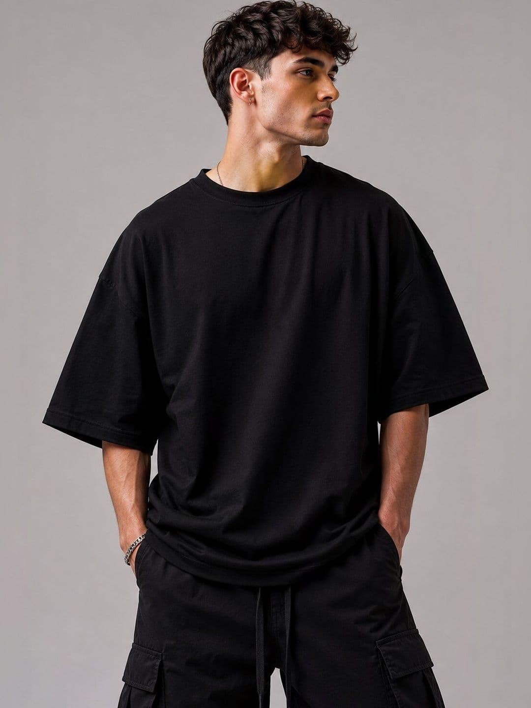 HERE&NOW Men Printed Drop-Shoulder Sleeves T-shirt - view 1