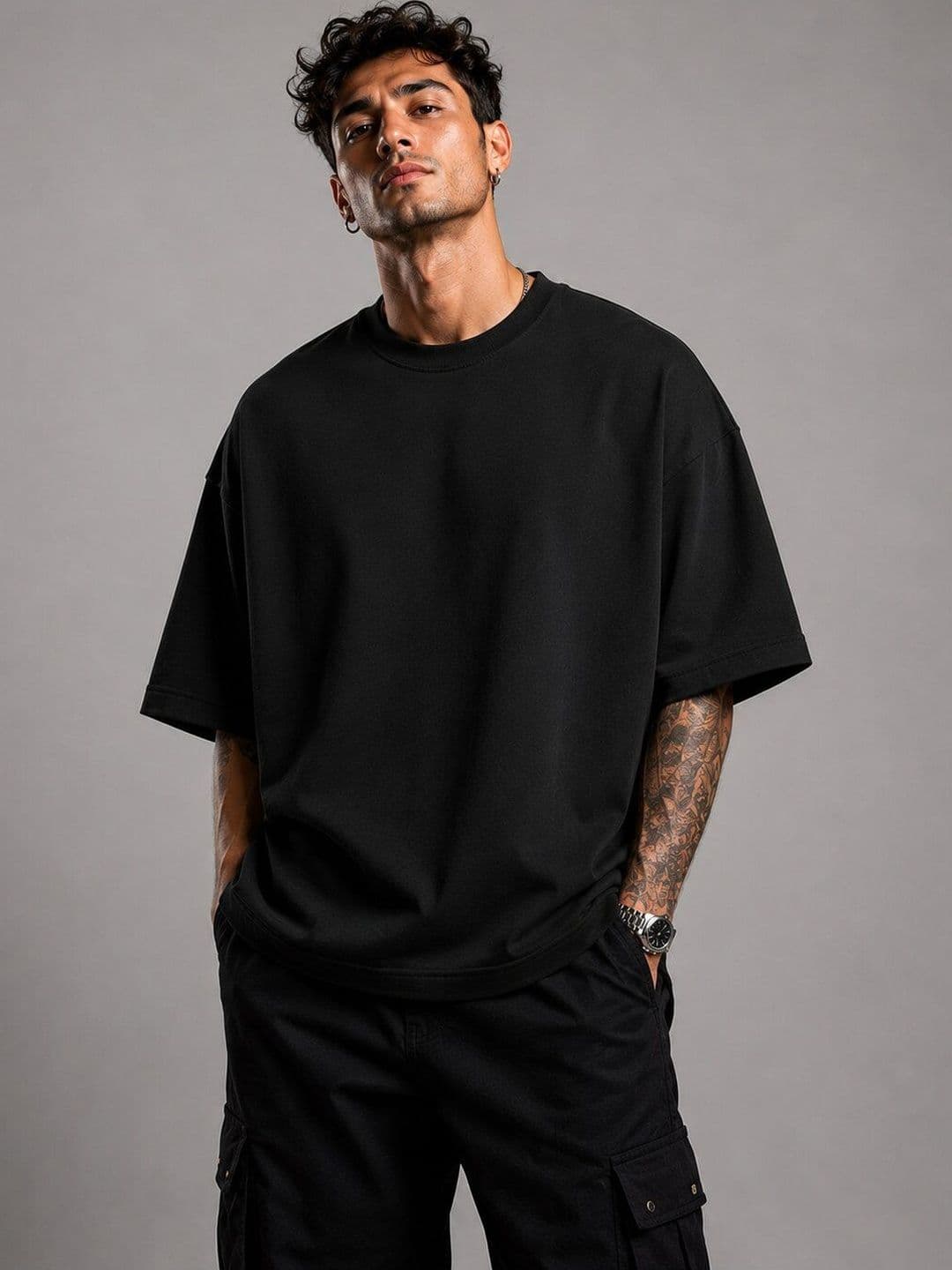 HERE&NOW Men Printed Drop-Shoulder Sleeves T-shirt - view 1