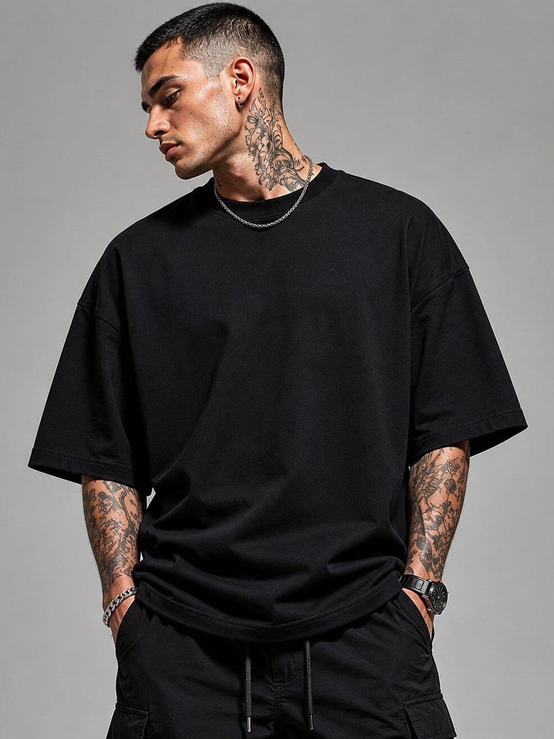 HERE&NOW Men Printed Drop-Shoulder Sleeves T-shirt - view 1