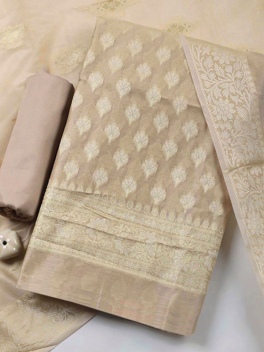 Meena Bazaar Art Silk Unstitched Dress Material - view 1