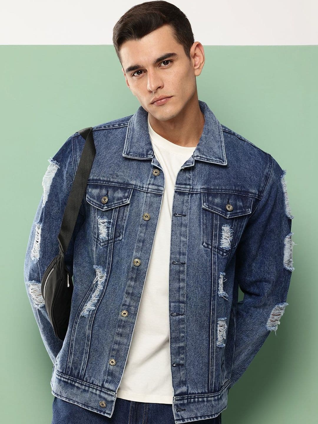 Kaali Peeli Men Washed Denim Jacket - view 1