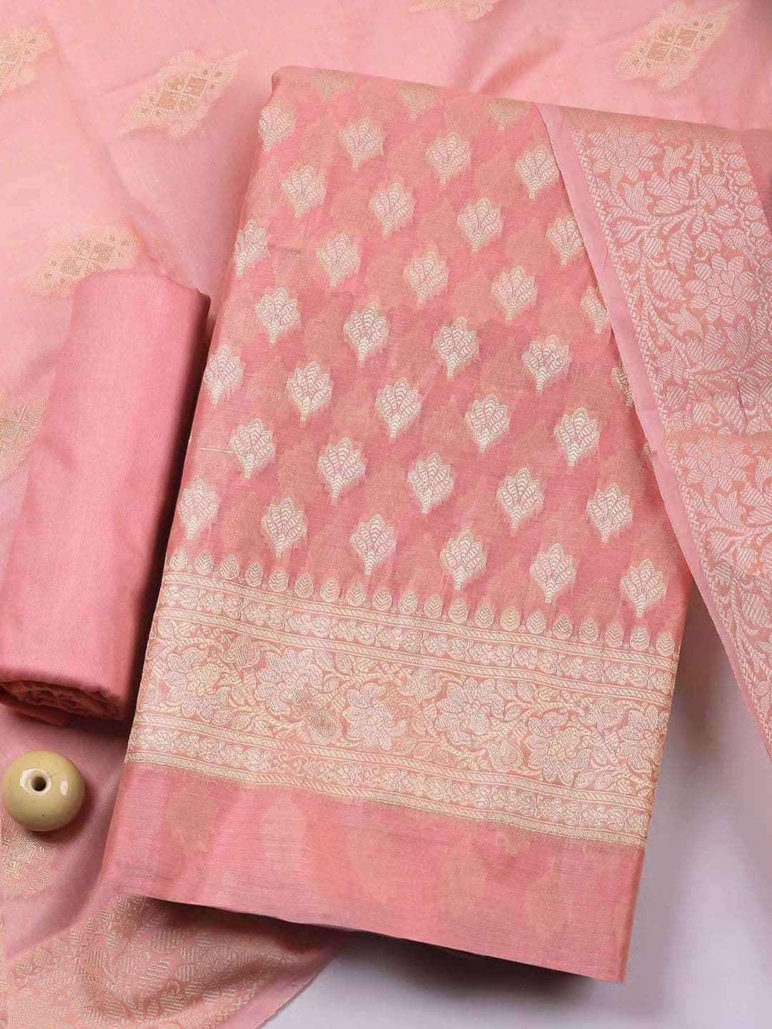 Meena Bazaar Art Silk Unstitched Dress Material - view 1