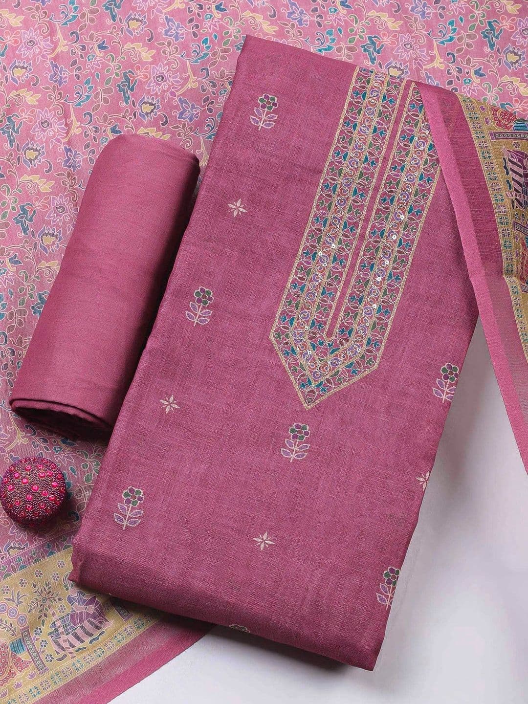 Meena Bazaar Printed Unstitched Dress Material - view 1