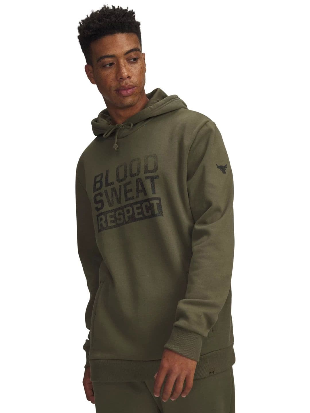 UNDER ARMOUR Project Rock Rival Printed Hood Regular Pullover Sweatshirts - view 1