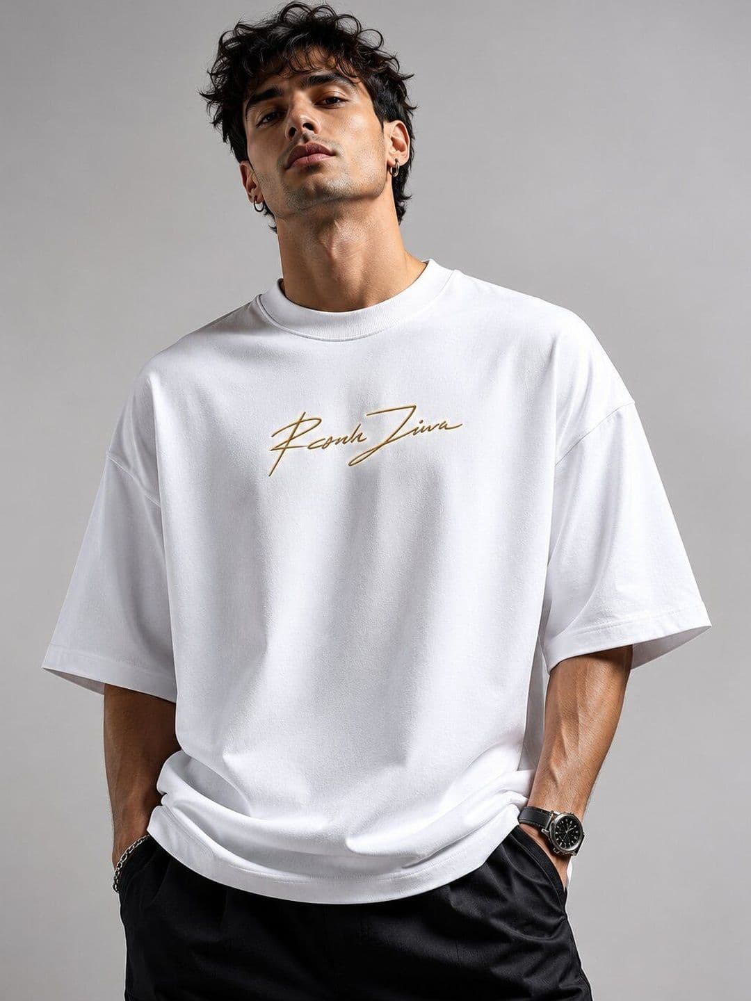 HERE&NOW Men Printed Drop-Shoulder Sleeves T-shirt - view 1