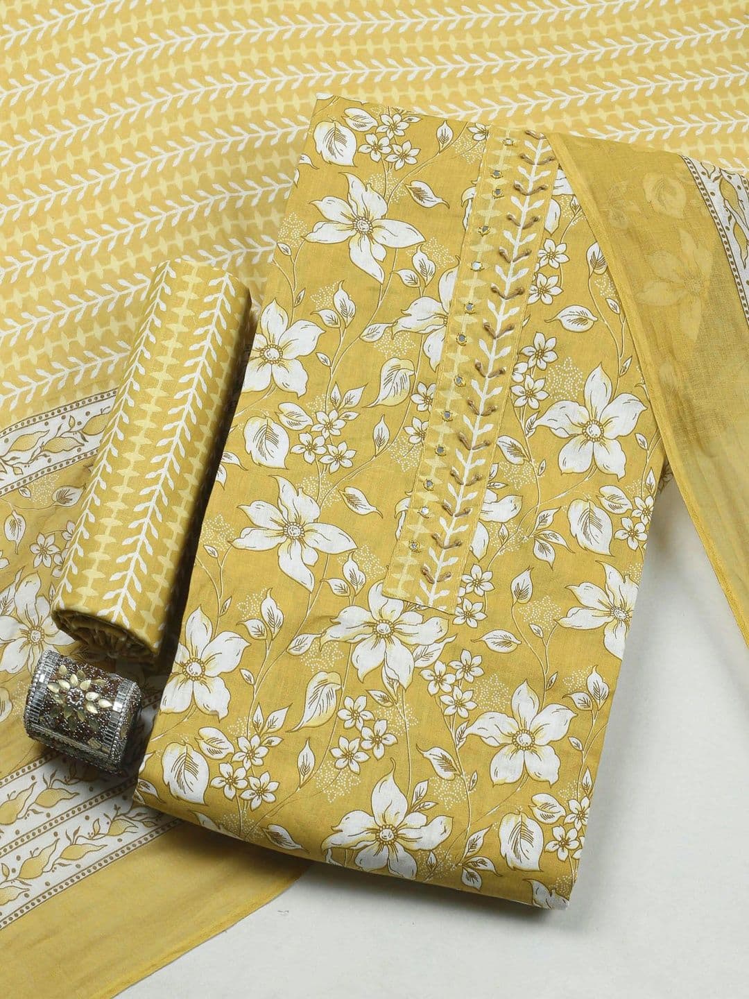 Meena Bazaar Printed Unstitched Dress Material - view 1
