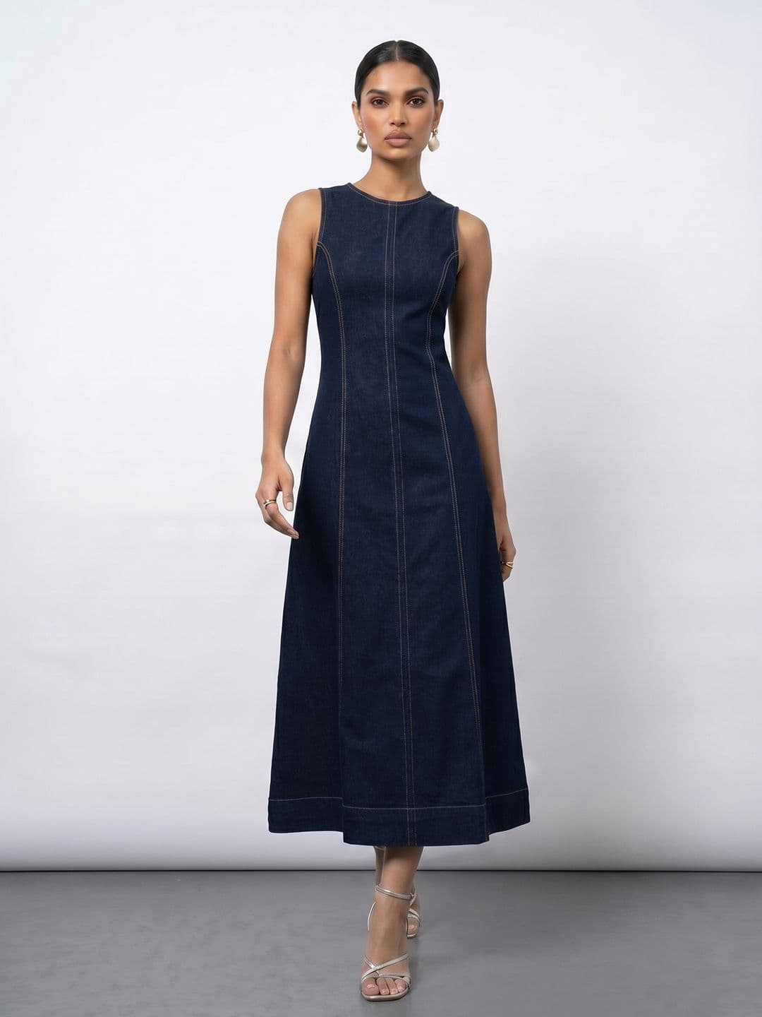 Phosphorus Denim A-Line Midi Dress - view 1