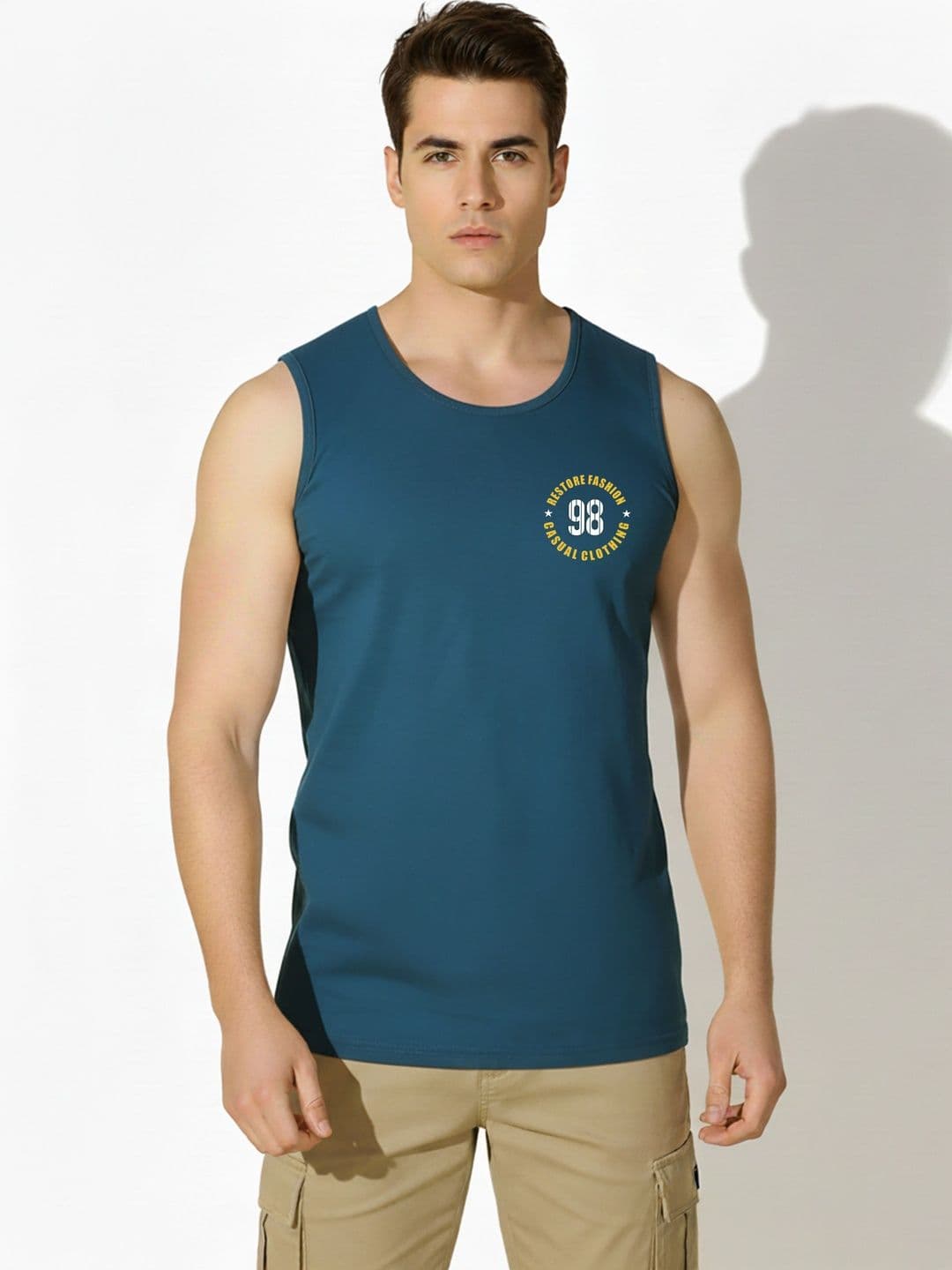 SKY HARBOAR Printed Cotton Gym Vest - view 1