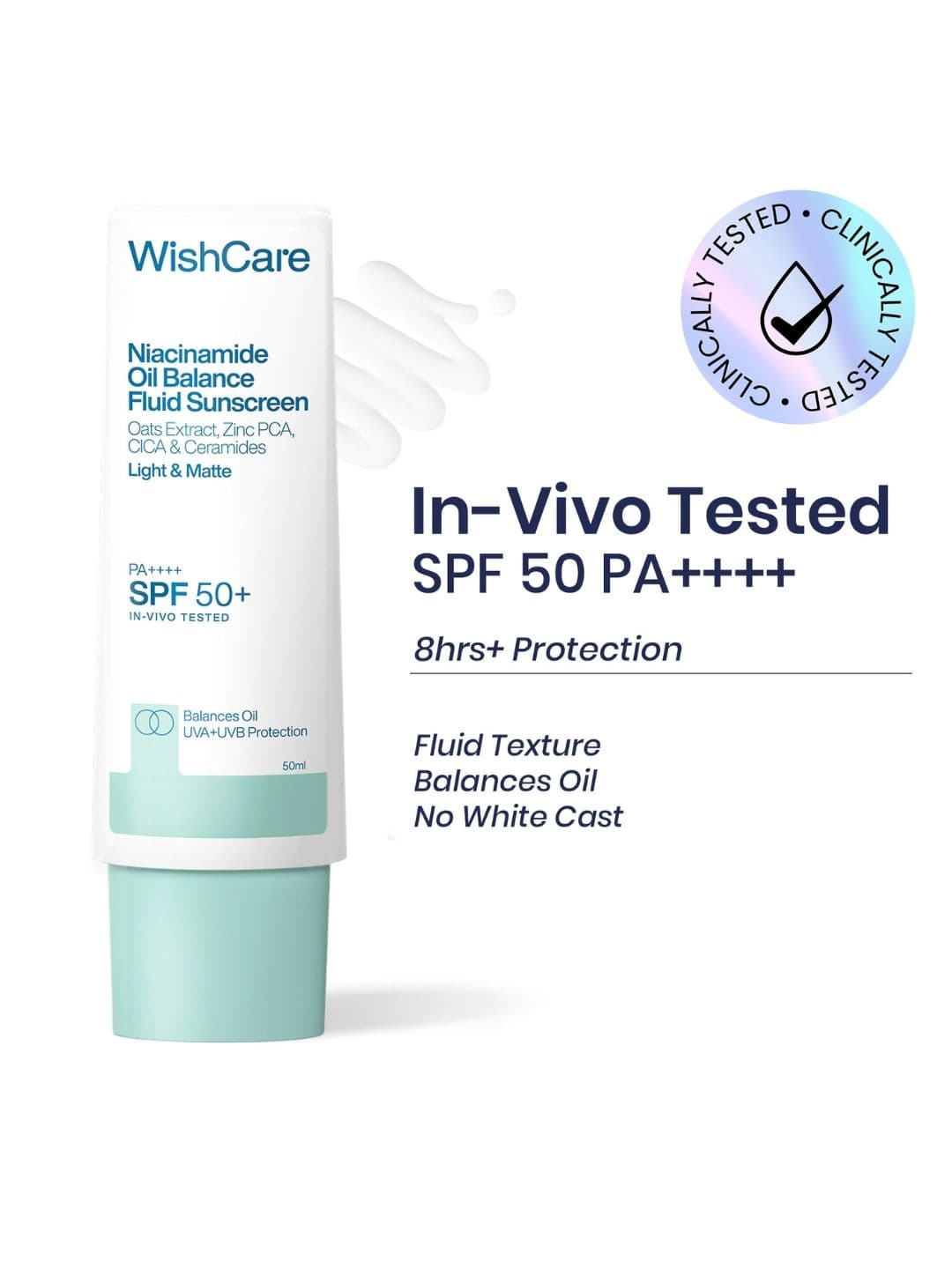 WishCare SPF50 Niacinamide Oil Balance Fluid Sunscreen for Face - In-Vivo Tested 50 ml - view 1
