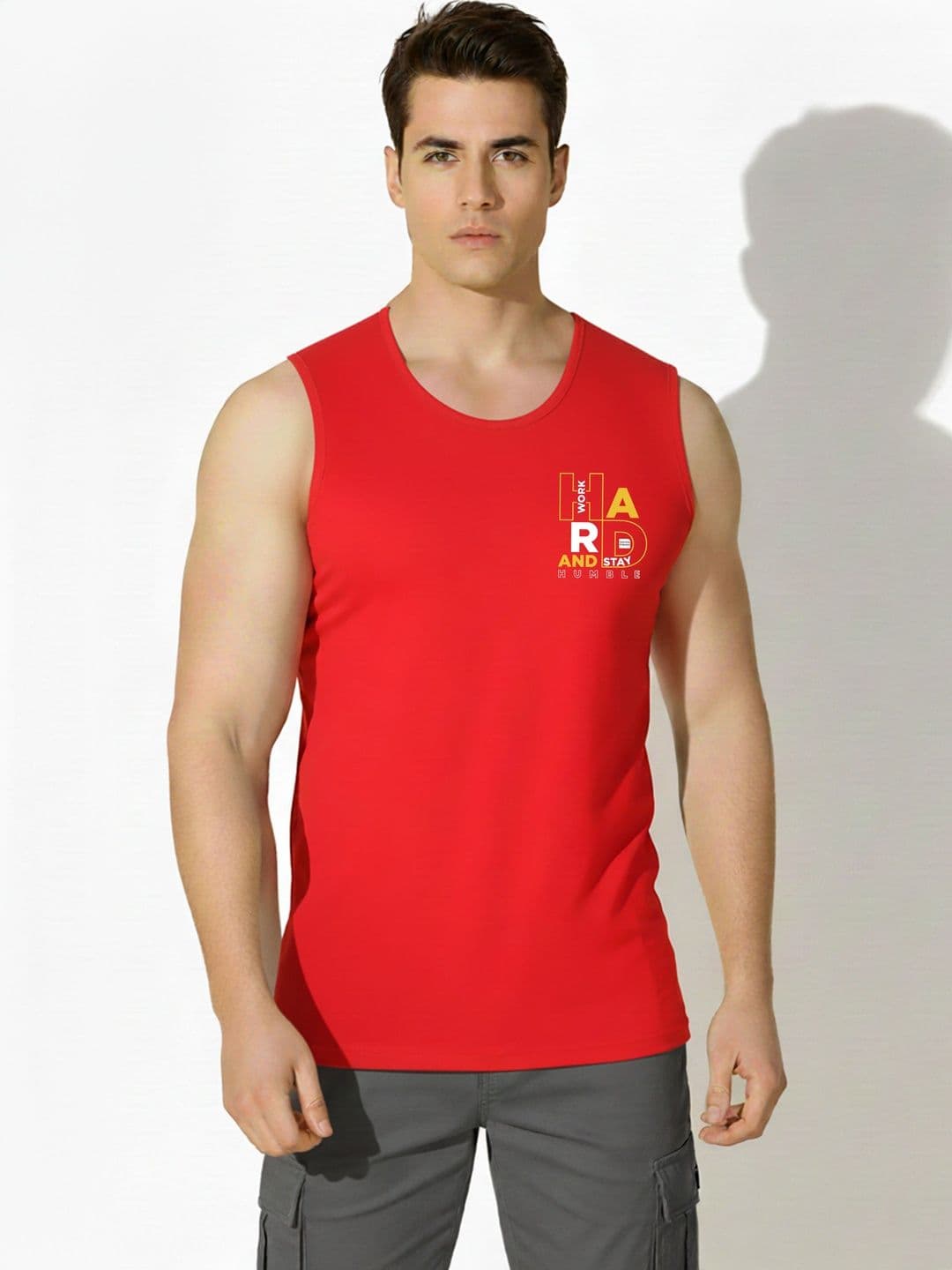 SKY HARBOAR Printed Cotton Gym Vest - view 1