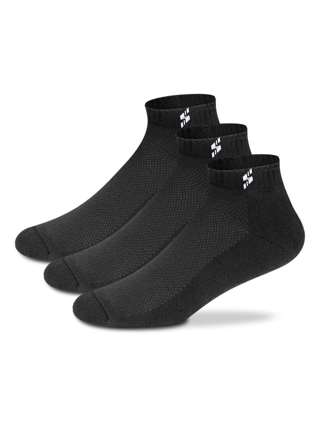 Supersox Men Pack Of 3 Black Solid Ankle-Length Cotton Socks - view 1