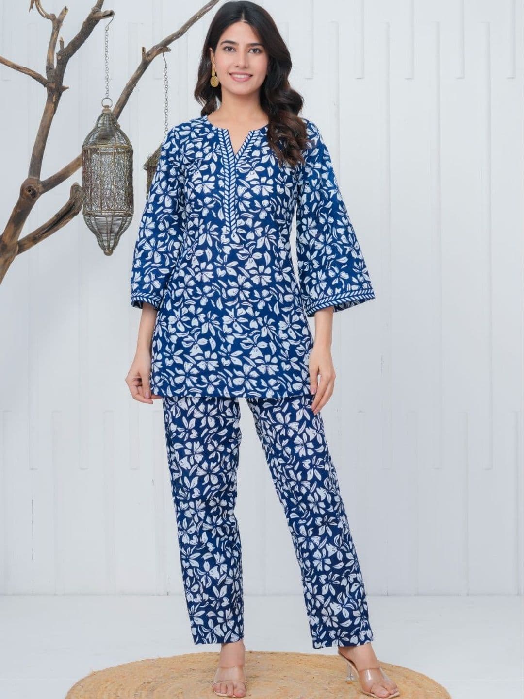 Anurang Cotton Printed Tunic with Trousers - view 1