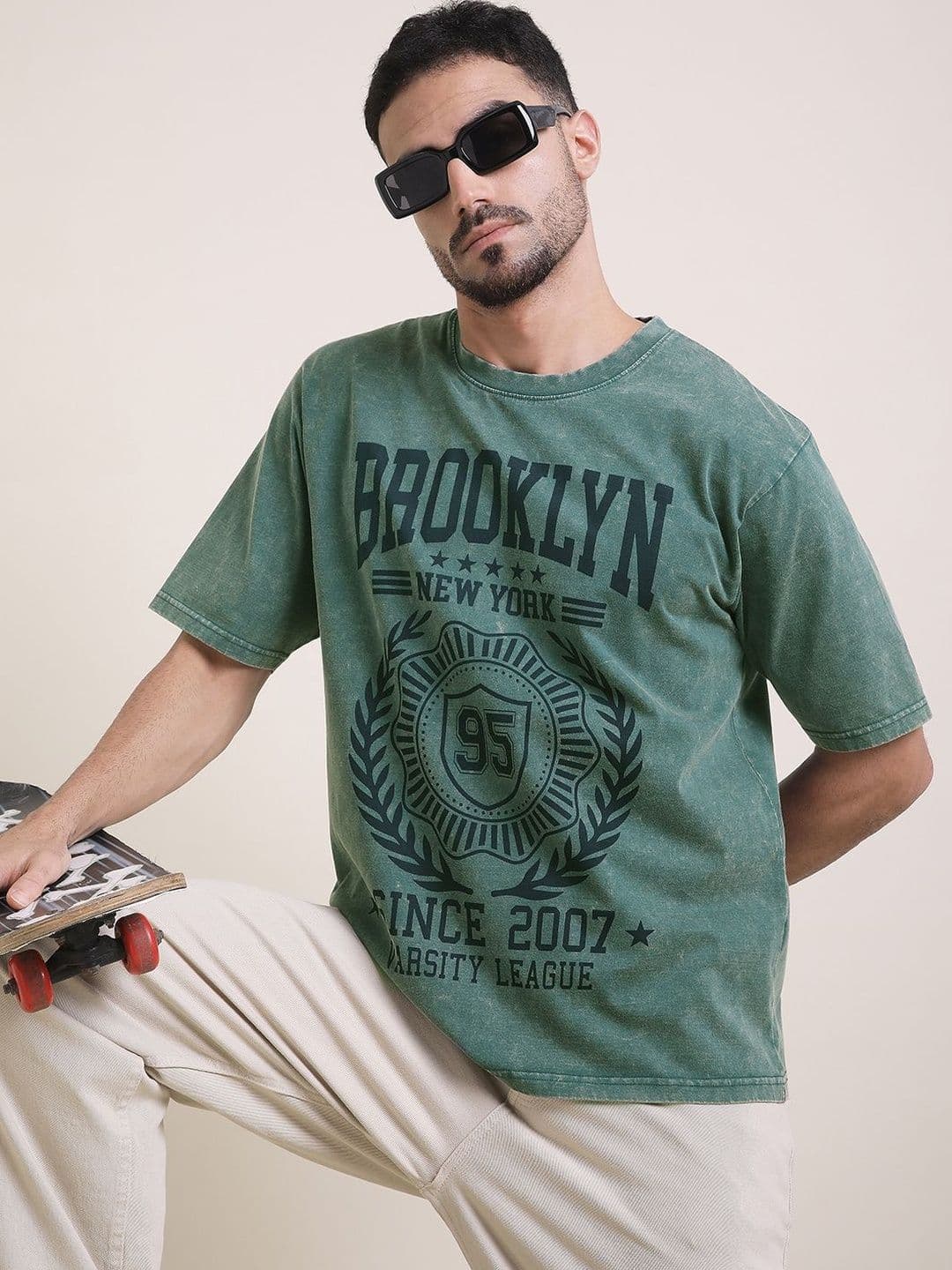 DILLINGER Men Oversized Short Sleeve Acid Washed Printed Tshirt - view 1