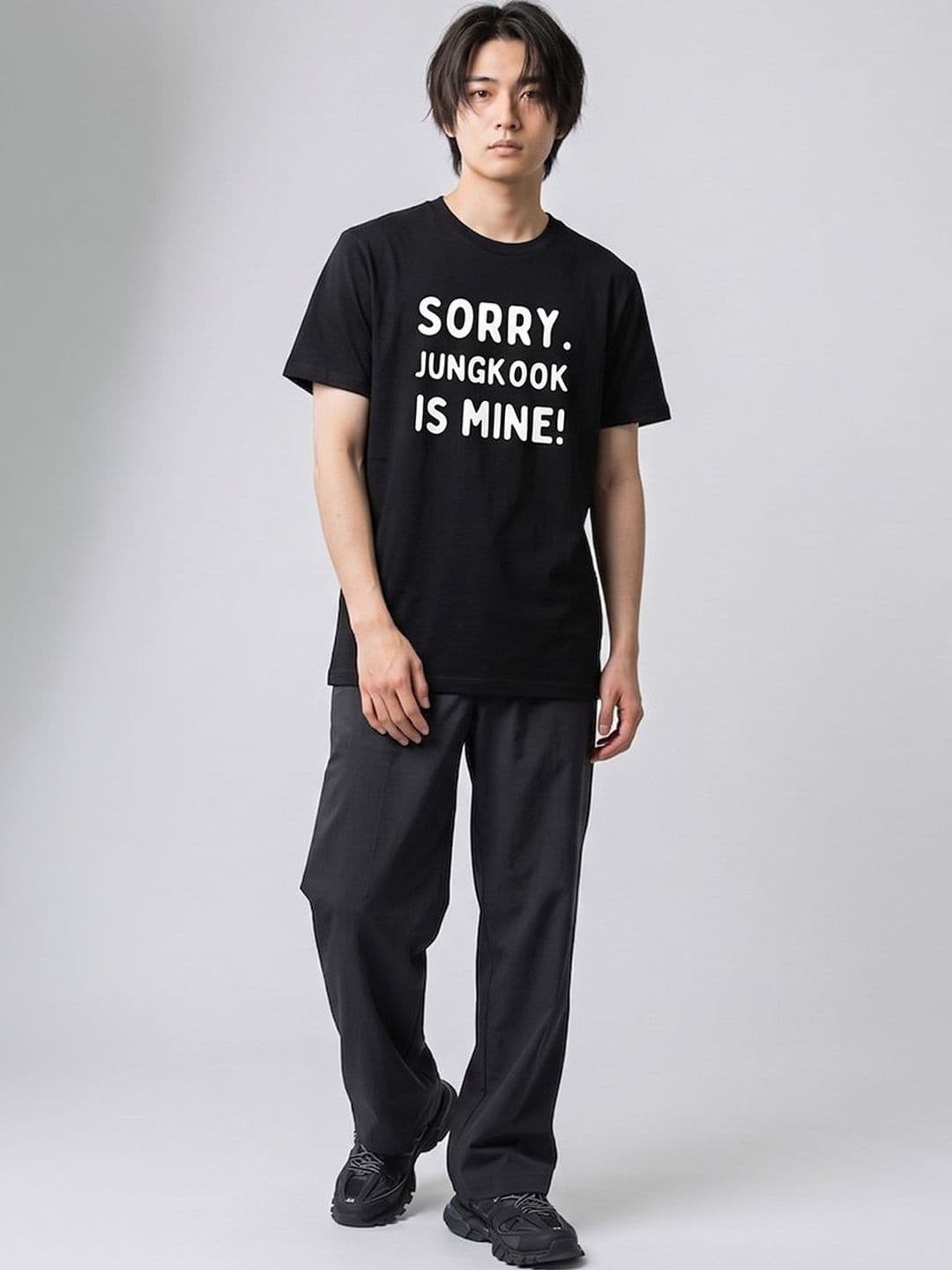 The Korhean Store Unisex BTS Jungkook Is Mine Streetwear Regular Fit Graphic Printed Cotton Tshirt - view 1