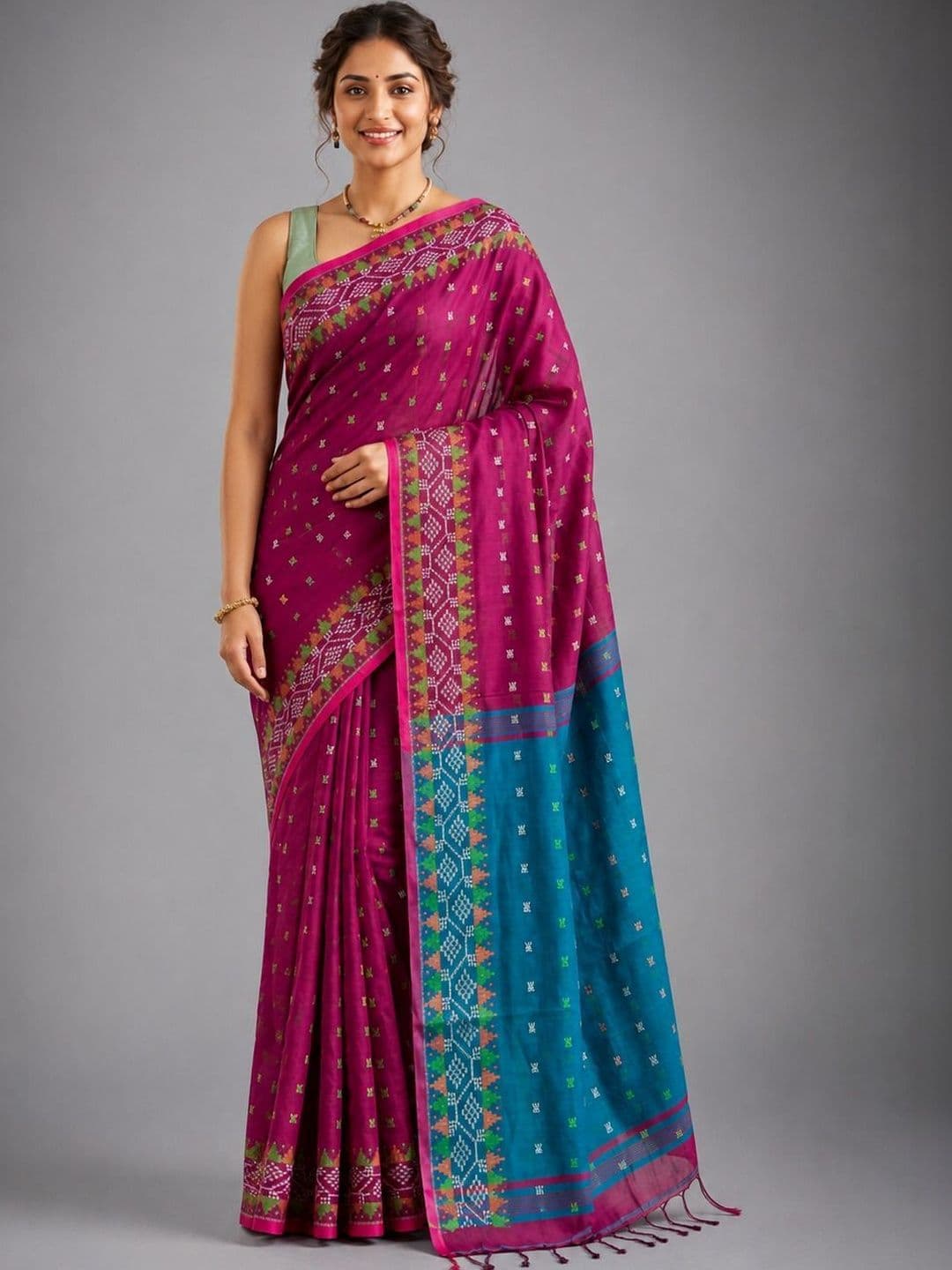 DRAPERIA Woven Design Silk Cotton Saree - view 1