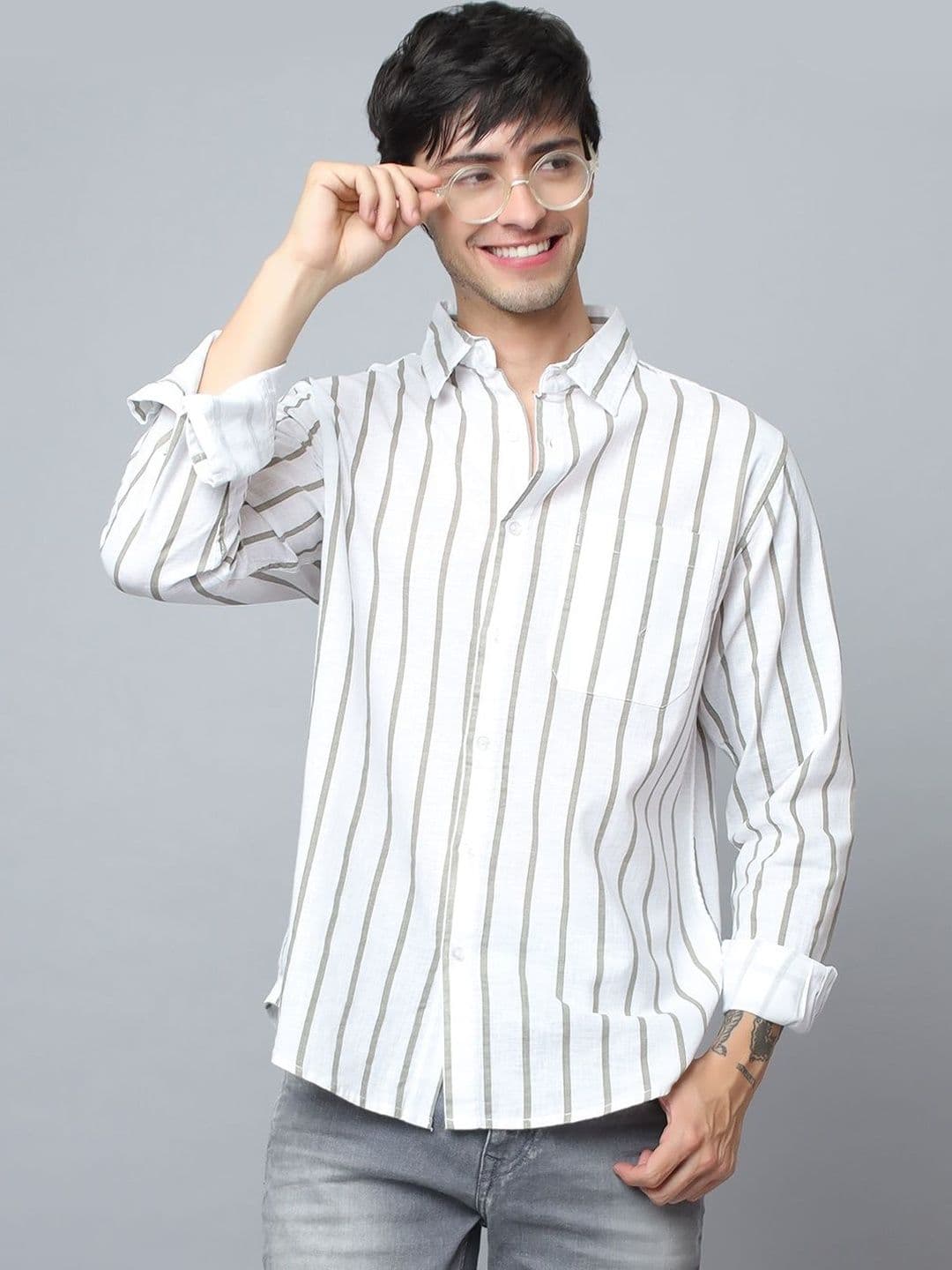 D Finish Men Relaxed Striped Casual Shirt - view 1