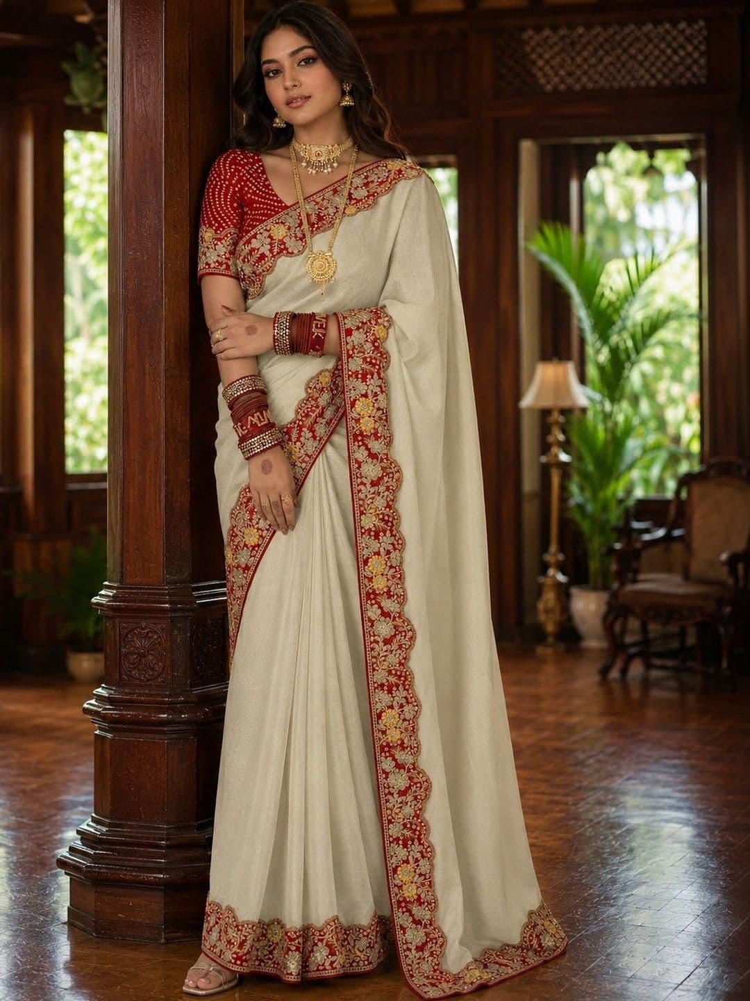 priyashi Floral Embroidered Poly Chiffon Saree - view 1