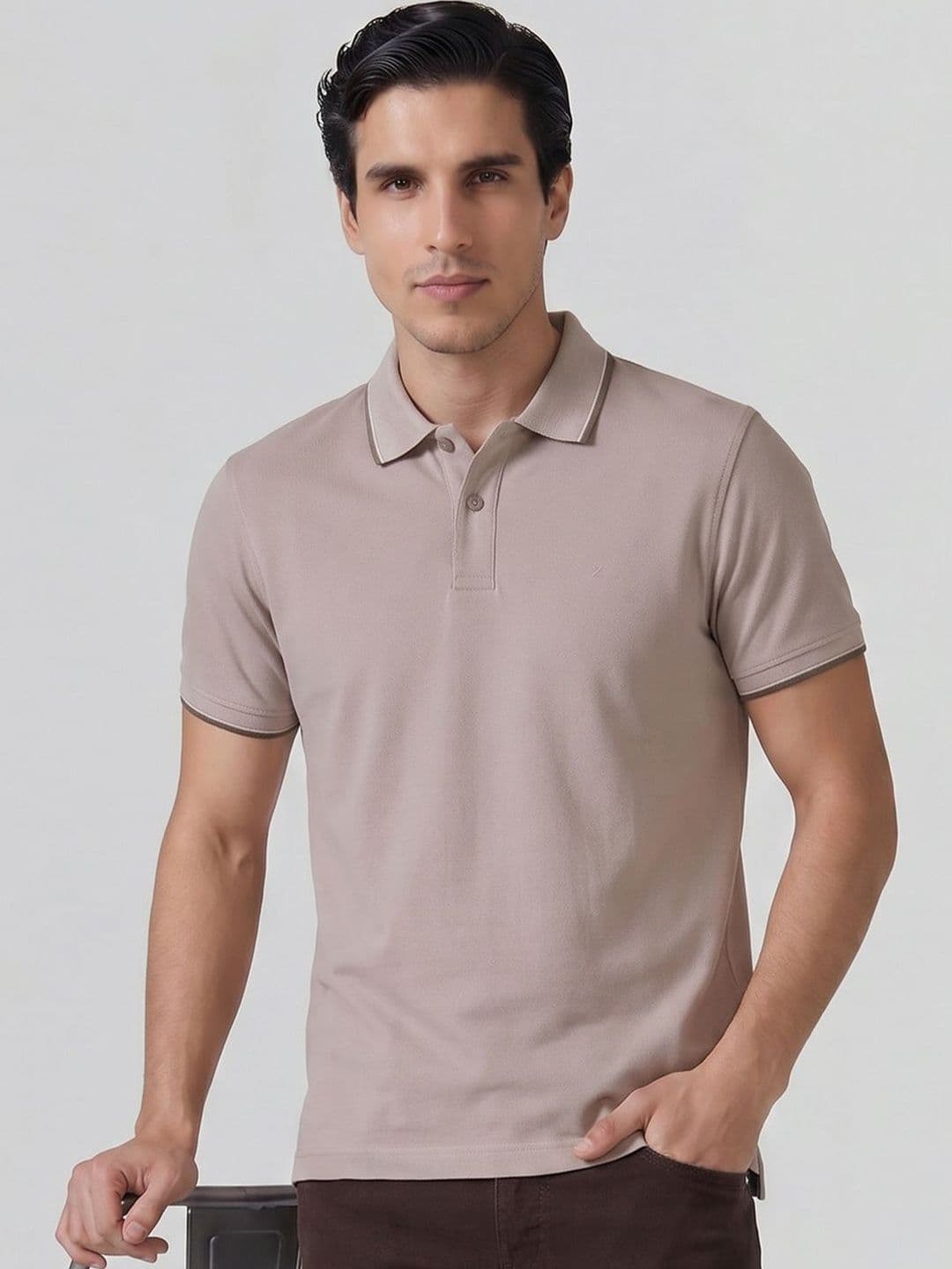 XYXX Men Solid Slim Fit Polo Collar Pure Cotton Tshirt - view 1