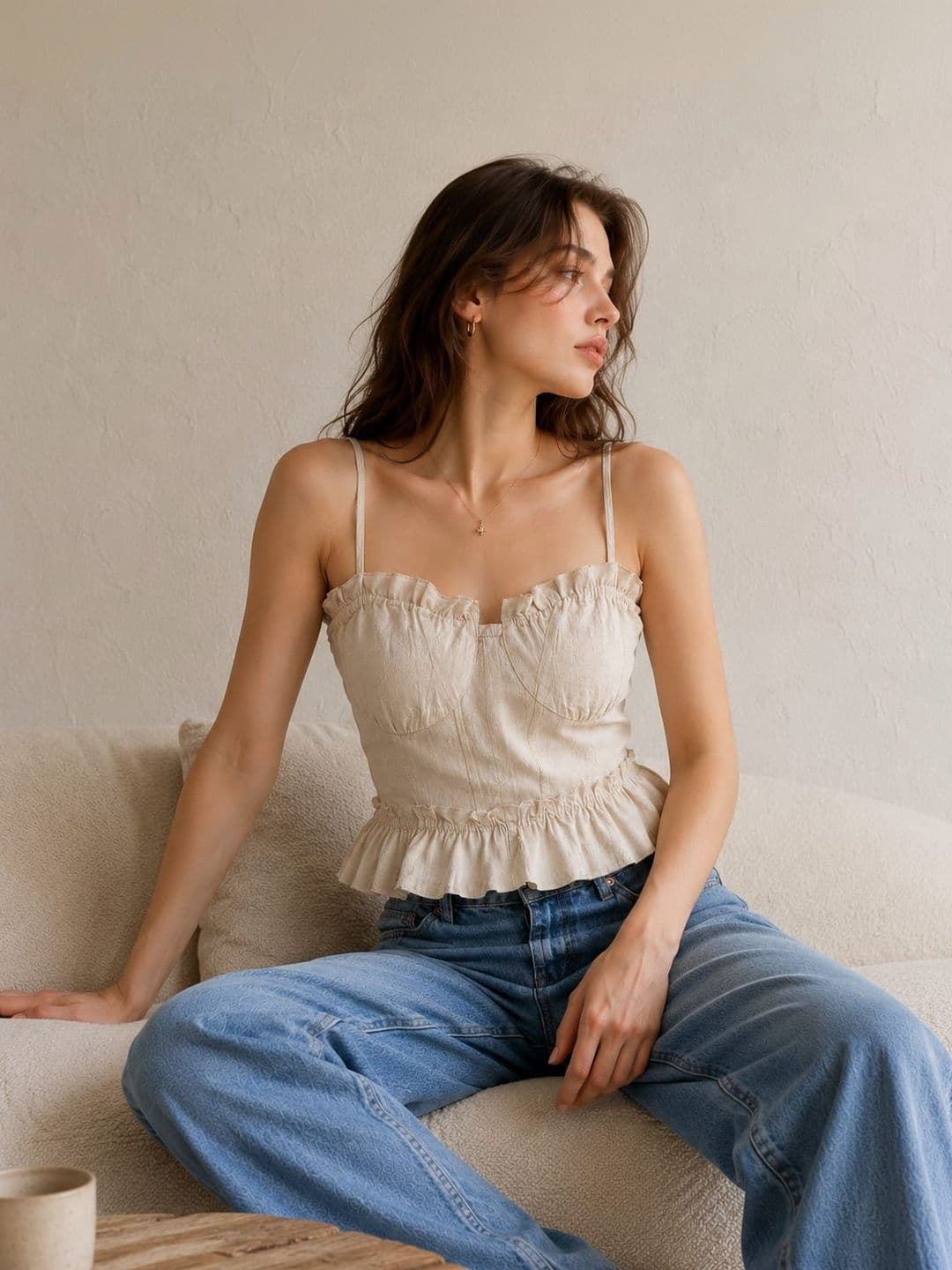 CORSICA Sweetheart Neck Ruffles Crop Top - view 1