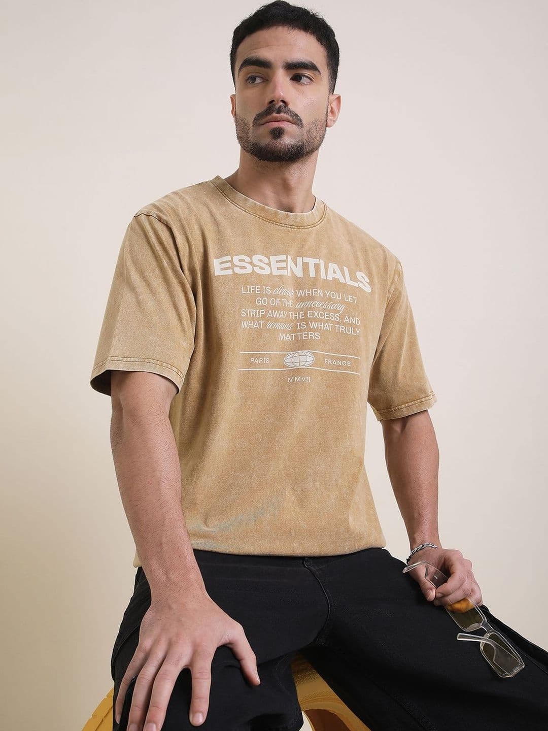 DILLINGER Men Oversized Short Sleeve Acid Washed Printed Tshirt - view 1