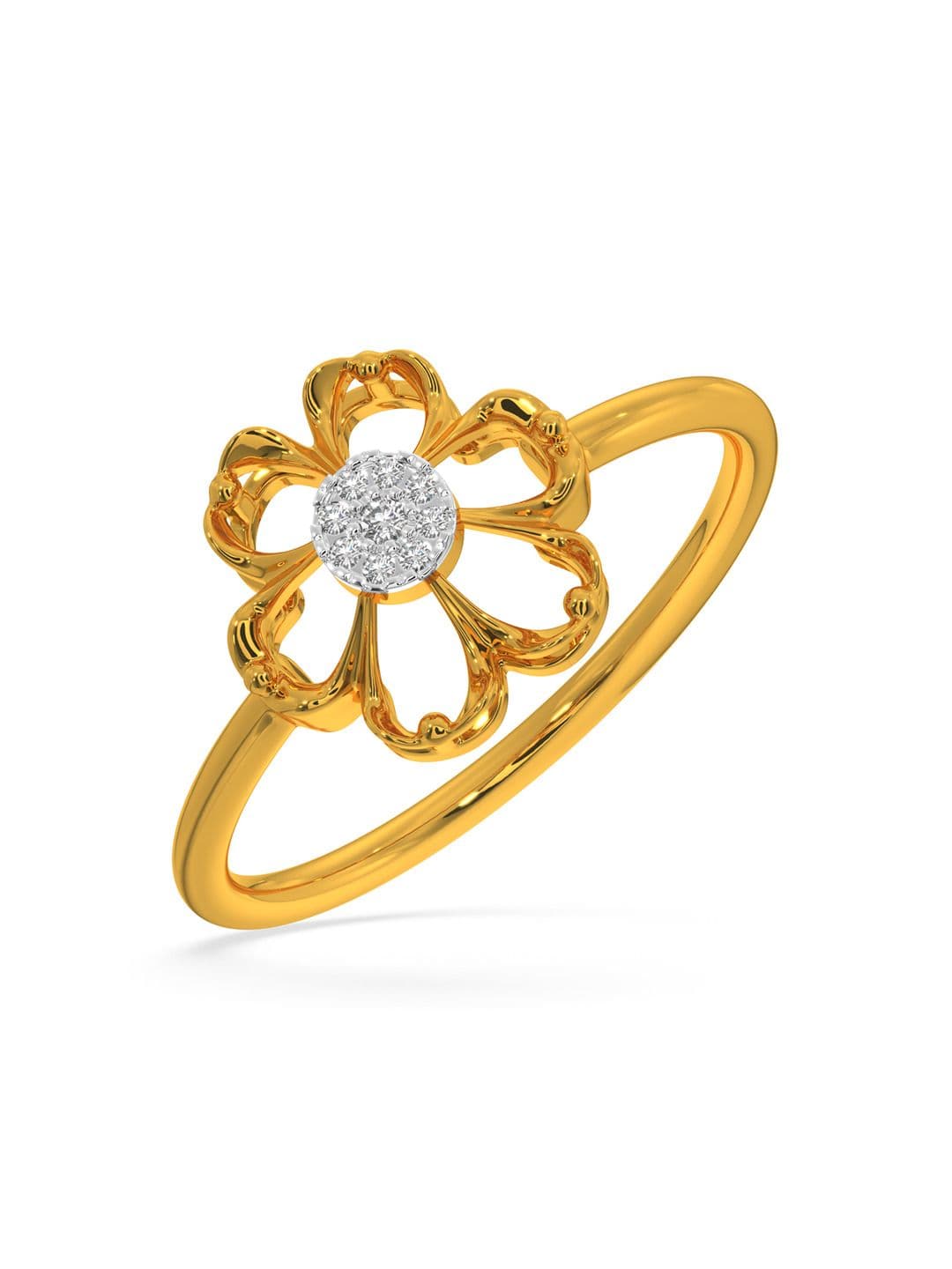 KISNA DIAMOND AND GOLD JEWELLERY 18Kt Gold Plated Stone Studded Finger Ring -0.03 CT - view 1