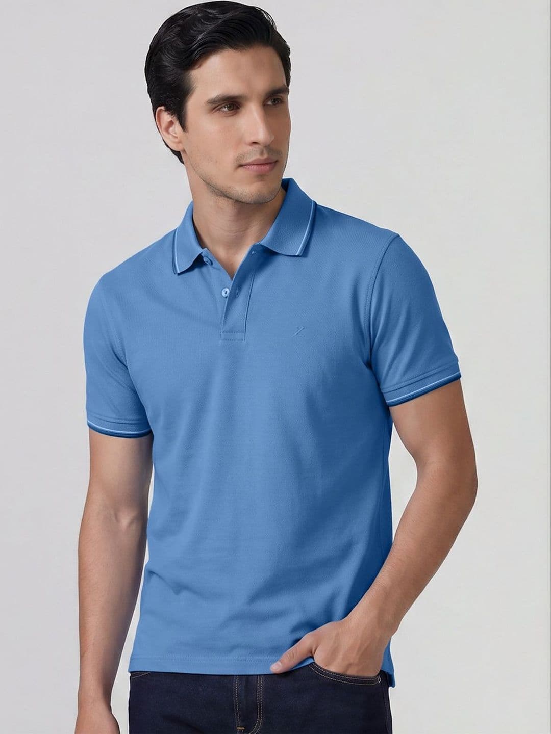 XYXX Men Solid Slim Fit Polo Collar Pure Cotton T-shirt - view 1