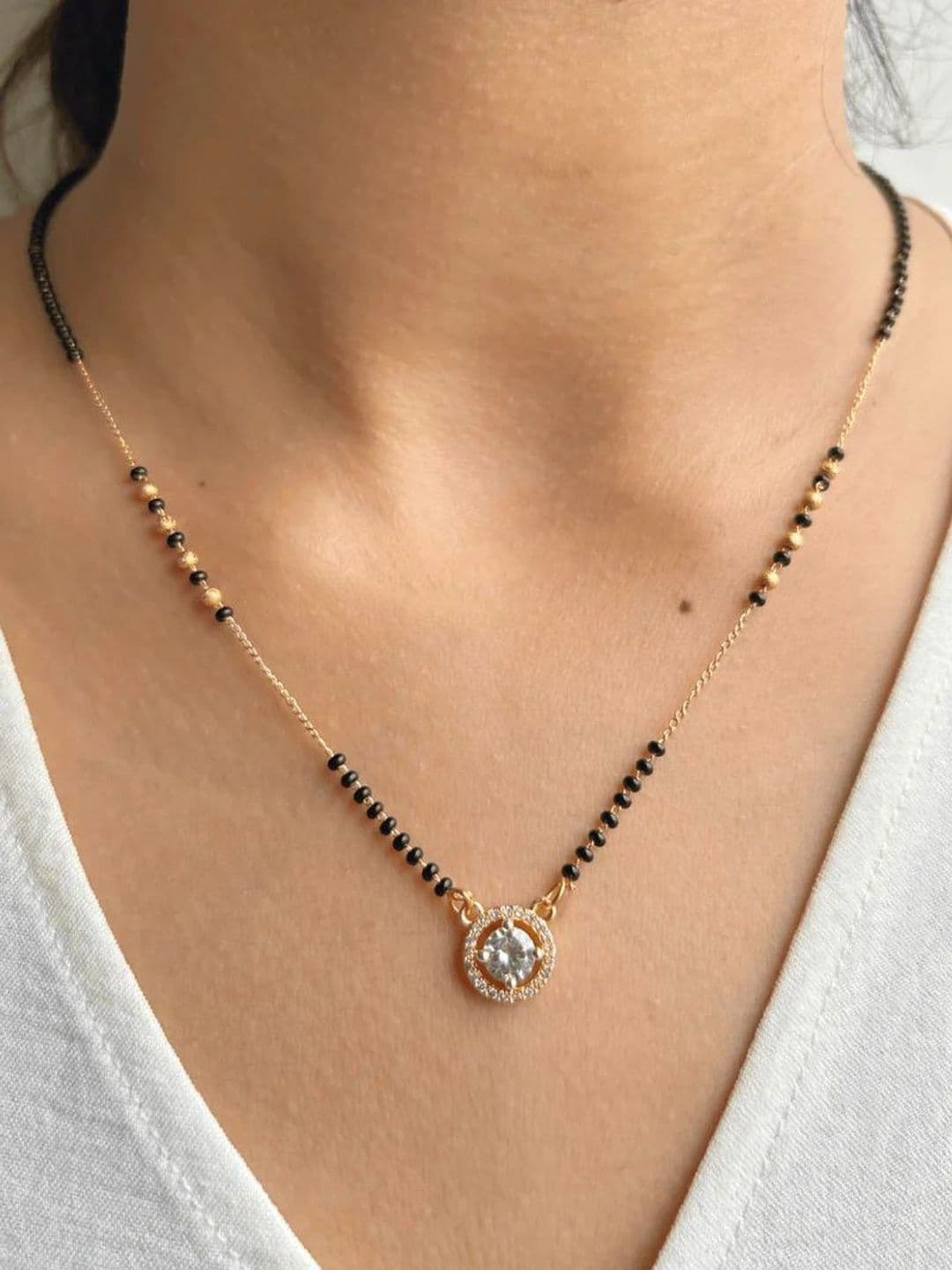 Zeraki Jewels Gold-Plated Artificial Stones and Beads Mangalsutra - view 1
